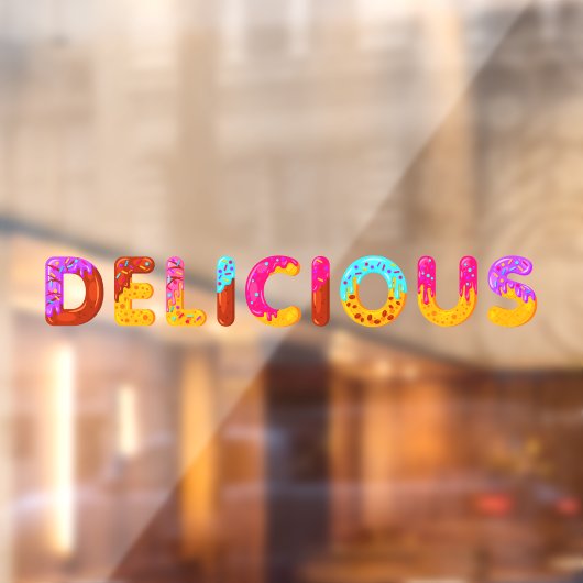 Donuts Cartoon Delicious Glazed Sprinkles Raamsticker (Vel 2)