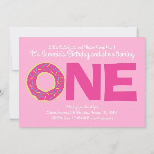 Donuts colorés 1er anniversaire Invitations (Devant)