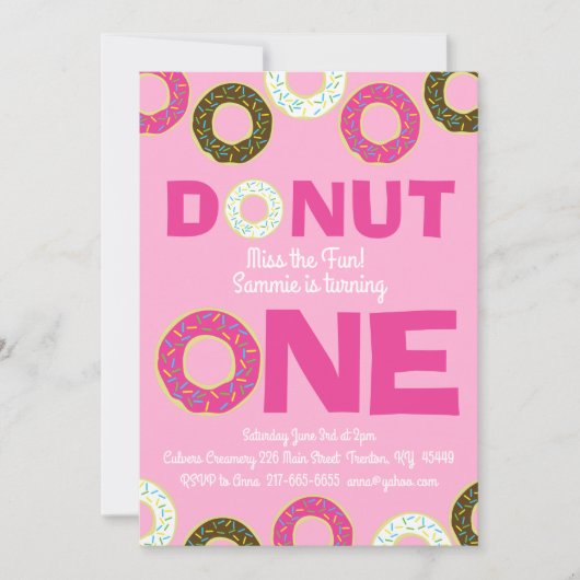 Donuts colorés 1er anniversaire Invitations (Devant)