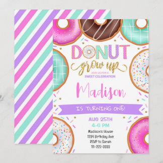 Donuts colorés Filles Invitation Anniversaire