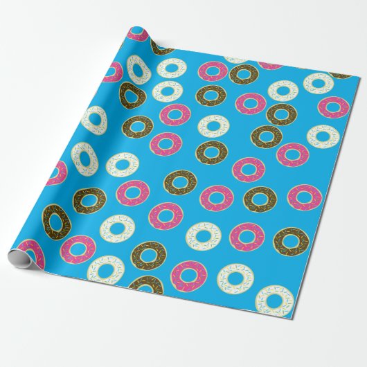 Donuts Colorful Doughnuts1st Birthday Party Theme Cadeaupapier (Uitgerold)
