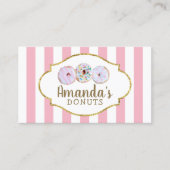 Donuts Cupcake bakkerij Pastry Chef Pink Stripes Visitekaartje (Voorkant)