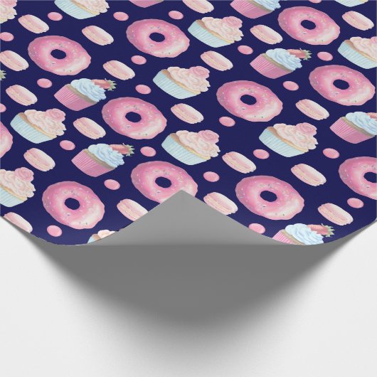 Donuts, cupcakes en macarons cadeaupapier (Hoek)