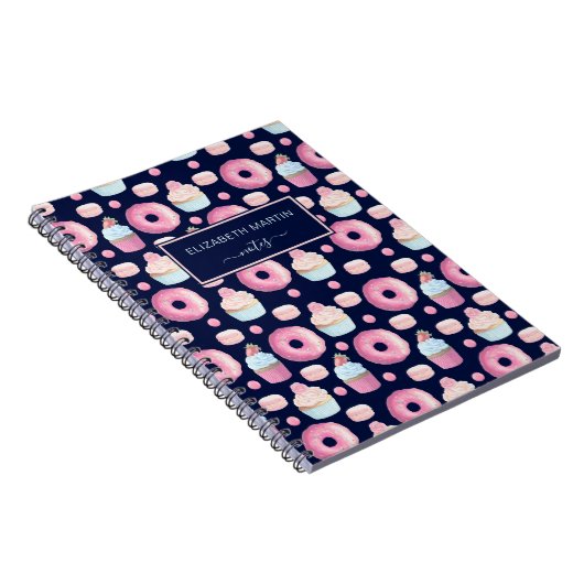 Donuts, cupcakes en macarons notitieboek (Rechterzijde)