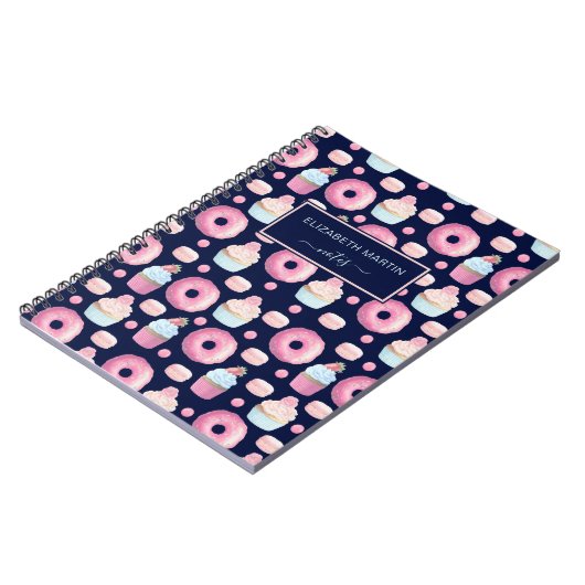 Donuts, cupcakes en macarons notitieboek (Linkerzijde)