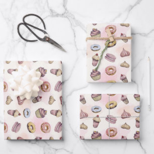 Donuts Cupcakes Mooie Trendy Bosdieren Waterverf Inpakpapier Vel