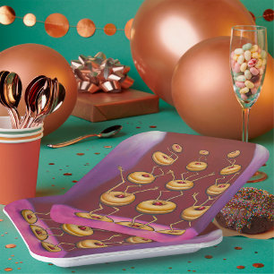 Donuts dansen grillige donut personages papieren bordje
