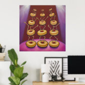Donuts dansen grillige donut personages poster (Thuiskantoor)