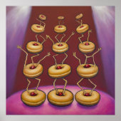 Donuts dansen grillige donut personages poster (Voorkant)