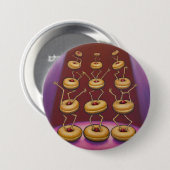 Donuts dansen grillige donut personages ronde button 7,6 cm (Voorkant /achterkant)