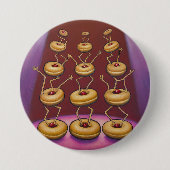 Donuts dansen grillige donut personages ronde button 7,6 cm (Voorkant)
