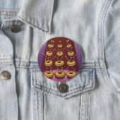 Donuts dansen grillige donut personages ronde button 7,6 cm (In situ)