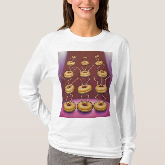 Donuts dansen grillige donut personages t-shirt (Voorkant)
