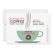 DONUTS DE CAFÉ Baby shower Invitation Turq rose