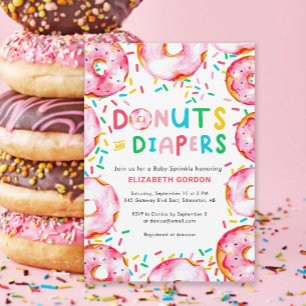 Donuts & Diapers Baby Sprinkle Cute Colorful Fun Kaart