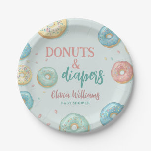 Donuts & Diapers Cute Mint Green Baby shower Papieren Bordje