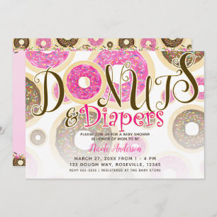 Donuts & Diapers Roze Sprinkles Baby shower Kaart
