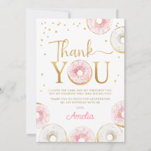 Donuts d'or rose Carte de remerciements d'annivers