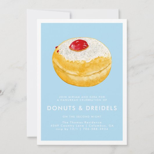 Donuts & Dreidels | Invitation pour une fête de Ha (Devant)