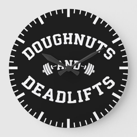 Donuts en Deadlifts - Funny Gym Workout Grote Klok (Voorkant)