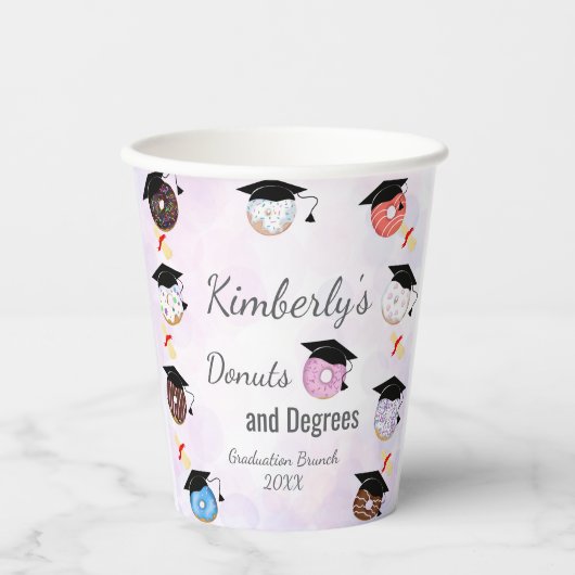 Donuts en Degrees Afstuderen Brunch Papieren Bekers (Voorkant)