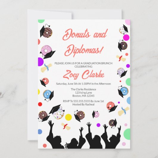 Donuts en diploma's met afgestudeerden kaart (Voorkant)