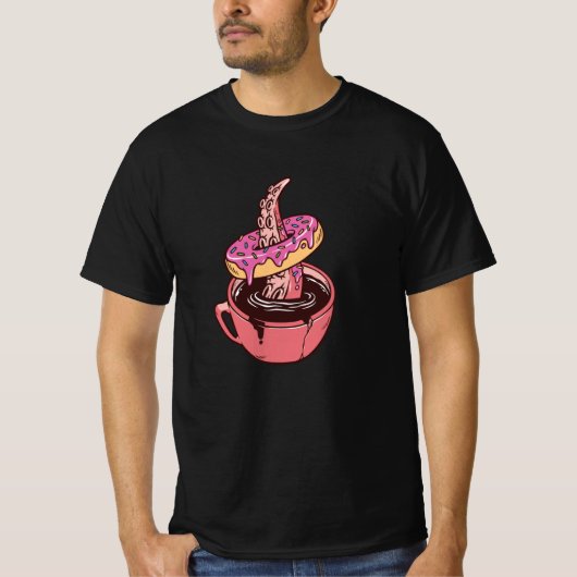 Donuts en koffie t-shirt (Voorkant)