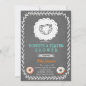 Donuts en luier baby shower uitnodiging (Voorkant)