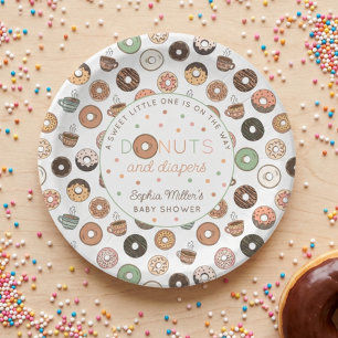 Donuts en Luier Brunch Baby Shower Papieren Bordje