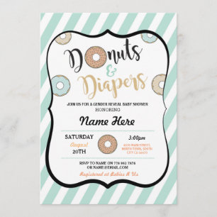 Donuts en luiers Mint Baby shower Uitnodigen Kaart