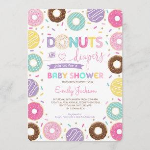 Donuts en luiers Rainbow Doughnuts-Baby shower Kaart