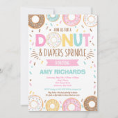 Donuts Et Diapeurs Bébé Sprinkle Invitation (Devant)