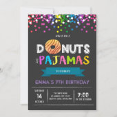 Donuts et pyjamas invitation à l'anniversaire (Devant)