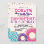 Donuts et pyjamas Invitation d'anniversaire | 12,7 (Devant / Derrière)