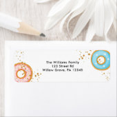 Donuts Gold Sprinkles Roze adreslabel Etiket (Insitu)