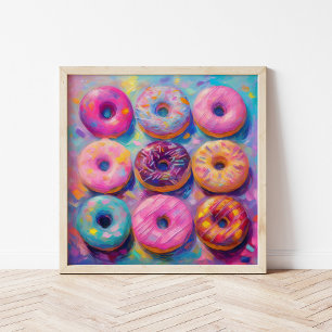 Donuts Kleurrijke Moderne Abstracte Kunst Poster