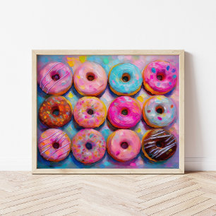 Donuts Kleurrijke Moderne Abstracte Kunst Poster