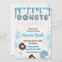 Donuts & Luier Baby Shower Uitnodiging | Blauwe Do