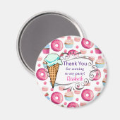 Donuts macarons en cupcake partij dank u aangepast magneet (Voorkant / Achterkant)