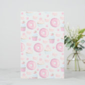 Donuts macarons en cupcake patroon briefpapier (Staand voorkant)