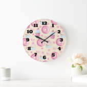 Donuts Macarons en Cupcake Patroon in Waterverf Grote Klok (Huis)