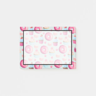 Donuts Macarons en Cupcake Patroon in Waterverf Post-it® Notes