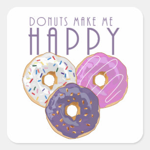 Donuts maken me gelukkig vierkante sticker