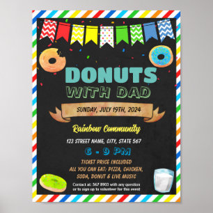 Donuts met vader fondsenwerving evenement sjabloon poster