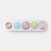 Donuts Mixtes Aquarelle Nom Paillettes Skateboard (Horz)