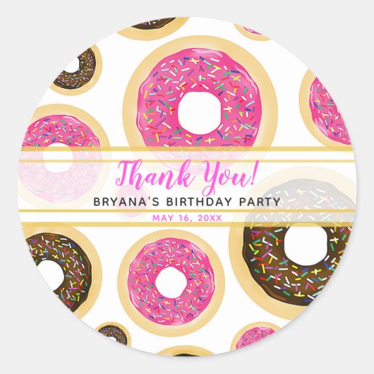Donuts Modern Birthday Party Ronde Sticker (Voorkant)
