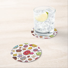 Donuts naadloos patroon ronde kartonnen onderzetter