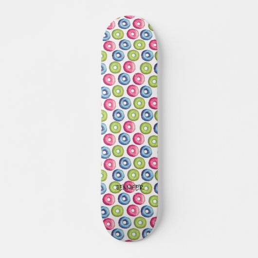 Donuts & naam of Tekst wit Skateboard (Voorkant)