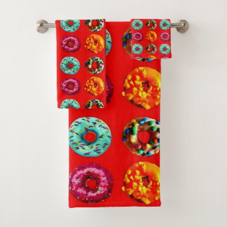 Donuts on red
