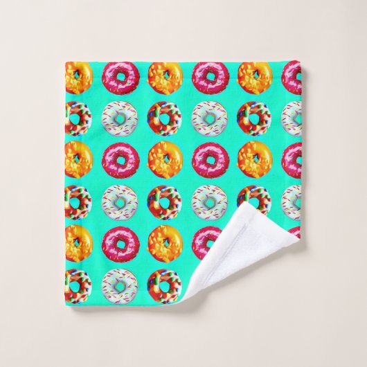 Donuts on turquoise (Gant de toilette)